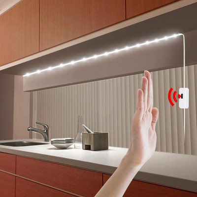 Αισθητήρας χειρός LED κάτω από το ντουλάπι Κιτ φωτός USB Ευέλικτη κορδέλα Φωτιστικό ντουλάπι κουζίνας Γραφείο Βιτρίνα Ράφι Πάγκος Φωτιστικό