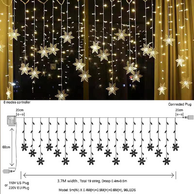Valentinovo Vilinska svjetla za zavjese LED zvijezda Jelen 220V 110V Girlanda Festoon za Majčin dan Drvo Navidad Party Decor
