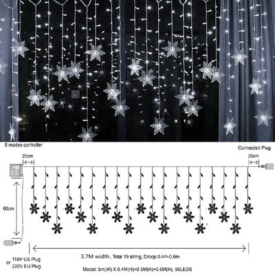 Valentinovo Vilinska svjetla za zavjese LED zvijezda Jelen 220V 110V Girlanda Festoon za Majčin dan Drvo Navidad Party Decor