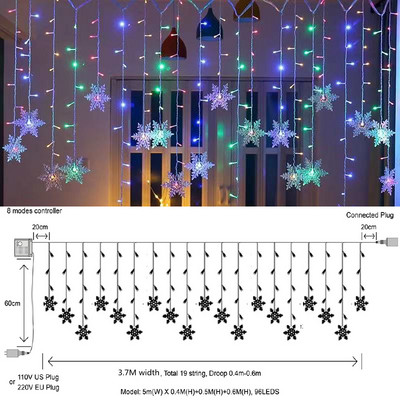 Valentinovo Vilinska svjetla za zavjese LED zvijezda Jelen 220V 110V Girlanda Festoon za Majčin dan Drvo Navidad Party Decor