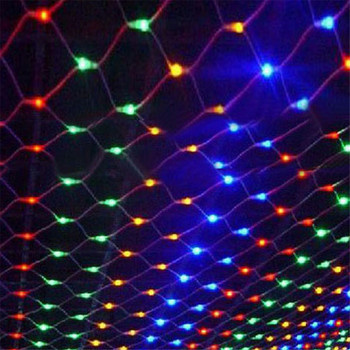 LED мрежеста завеса, мрежеста фея, коледна светлина, 1,5x1,5 м, EU 220V, парти, сватба, нова година, гирлянда, външна градинска декорация