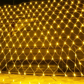 LED Διχτυωτό Διχτυωτό Κουρτίνα Νεράιδα χριστουγεννιάτικο Φωτιστικό 1,5x1,5m EU 220V Γάμος Πρωτοχρονιάς Γιρλάντα Διακόσμηση Εξωτερικού Κήπου