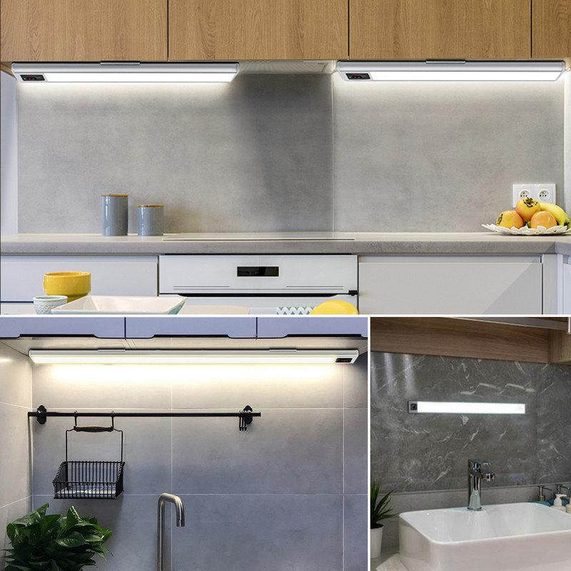 3 цвята акумулаторна USB LED кухненска лампа с магнит за ръчно почистване Сензор за движение Спалня Нощна лампа Шкаф за гардероб Преносима лампа