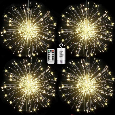 120/180 led șir lumini impermeabile alb cald foc de artificii baterie AA sârmă de cupru ghirlanda petrecere de nuntă de Crăciun lampă cu zâne