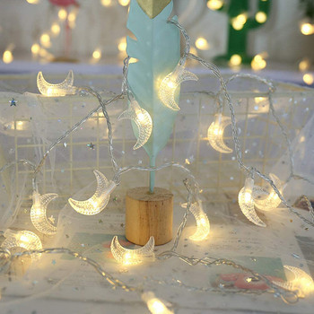 1.5M/3M/6M/10M Рамадан Декор Лунни струни Светлини Захранвани от батерии Фея Коледа Висяща лунна светлина Парти стая Новогодишно осветление