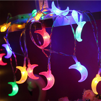 1.5M/3M/6M/10M Рамадан Декор Лунни струни Светлини Захранвани от батерии Фея Коледа Висяща лунна светлина Парти стая Новогодишно осветление