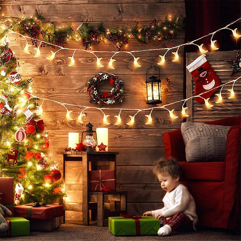 1.5M/3M/6M/10M Ramazanski Dekor Mjesečeve lampice na baterije Baterijska vila Božićna viseća mjesečeva lampica Novogodišnja rasvjeta