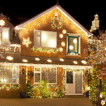 2023 Коледен гирлянд LED завеса Icicle String Lights Droop 0.4-0.6m AC 220V Garden Street Външно декоративно празнично осветление