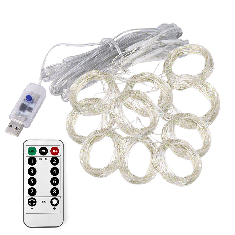 LED lempučių styginiai Kalėdų pasakų langų užuolaidų žibintai USB nuotolinio valdymo pultelis naktinis šviestuvas vestuvių Kalėdoms Naujųjų metų Navidad dekoras