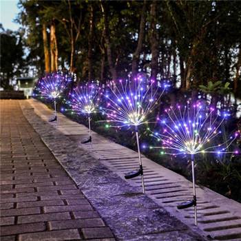 90 /120/150 LED Solar Powered Outdoor Grass Globe Dandelion Fireworks Lamp Fairy Lights for Garden Garden Landscape Decoration