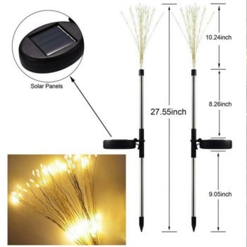 90 /120/150 LED Solar Powered Outdoor Grass Globe Dandelion Fireworks Lamp Fairy Lights for Garden Garden Landscape Decoration