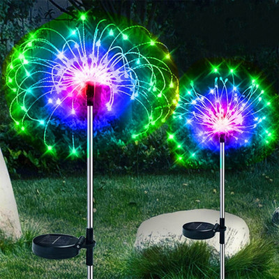 90 /120/150 LED Solar Powered Outdoor Grass Globe Dandelion Fireworks Lamp Fairy Lights for Garden Garden Landscape Decoration
