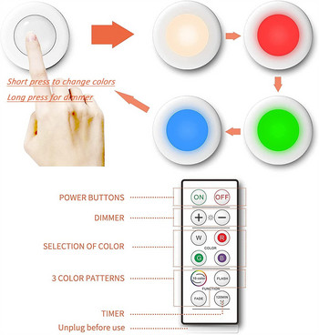 16 цвята Димируема лампа за кухненски шкаф Безжично дистанционно управление Кухненски лампи LED нощна лампа Осветление за кухненски гардероб
