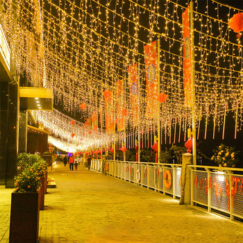 LED 220V EU Christmas Light Icicle waterfall Fairy String Curtain Lights Garland Outdoor Wedding Party dormitorio Decor гирлянда