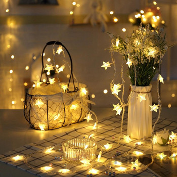 10/20 LED звездна светлина Стрингови блестящи гирлянди Коледна лампа с USB захранване Празнично парти Сватбени декоративни приказни светлини Navidad