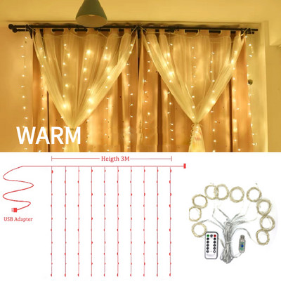 Φωτιστικό USB Festoon String Light Fairy Garland Κουρτίνα Χριστουγεννιάτικο Φωτιστικό Χριστουγεννιάτικο ντεκόρ για το σπίτι εορταστικό διακοσμητικό πρωτοχρονιάτικο φωτιστικό