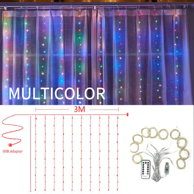 Φωτιστικό USB Festoon String Light Fairy Garland Κουρτίνα Χριστουγεννιάτικο Φωτιστικό Χριστουγεννιάτικο ντεκόρ για το σπίτι εορταστικό διακοσμητικό πρωτοχρονιάτικο φωτιστικό