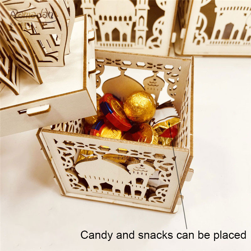 Eid Mubarak Μουσουλμανικό Φεστιβάλ Ραμαζάνι Διακοσμητικό Ξύλινο Φωτιστικό Στολίδι Κάστρο Διακόσμηση Παλατιού Χειροτεχνία Έιντ και Ραμαζάνι Διακόσμηση σπιτιού