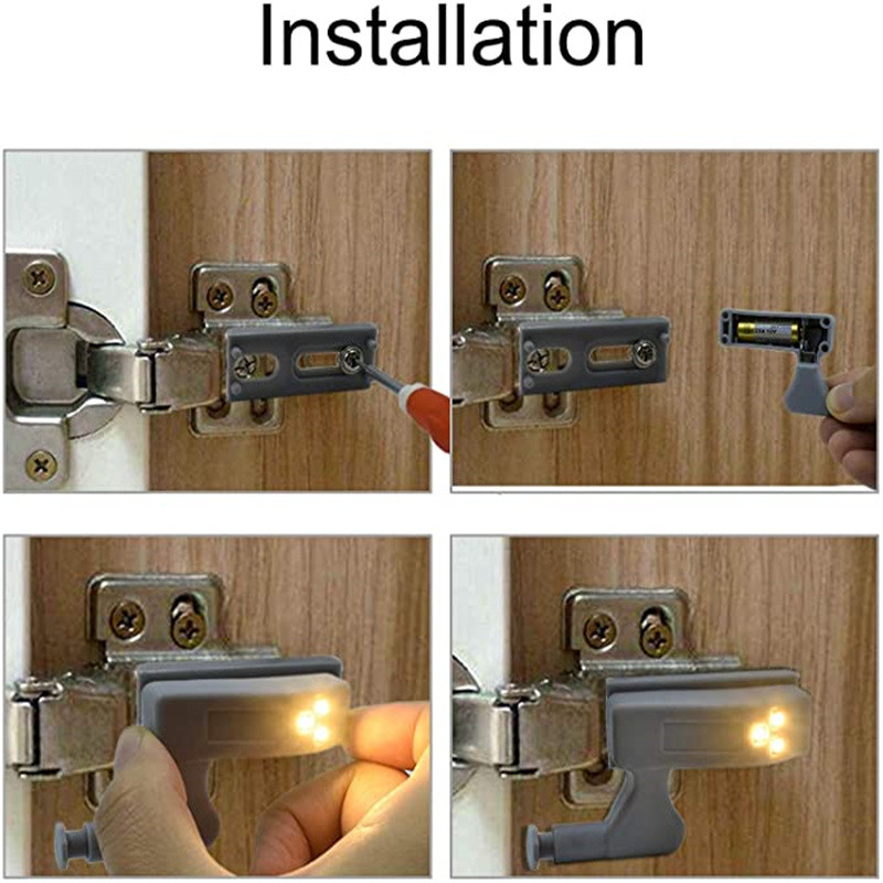 12 KOM. Svjetlo ispod ormarića LED svjetiljka s unutarnjim šarkama Indukcijska svjetla za ormarić Senzorska svjetla Spavaća soba Kuhinjski ormar Noćna svjetla