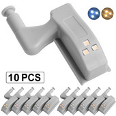 10 vnt LED spintelės šviesa Smart Touch indukcinė vidinė vyrių lempos jutiklio šviesa miegamojo spinta virtuvės spinta naktiniai žibintai