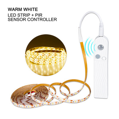 5 V juhtmeta PIR liikumisanduriga valgustid köögi jaoks Paindlik veekindel LED-riba DIY trepid riidekapp voodi kapi kapi valgusti