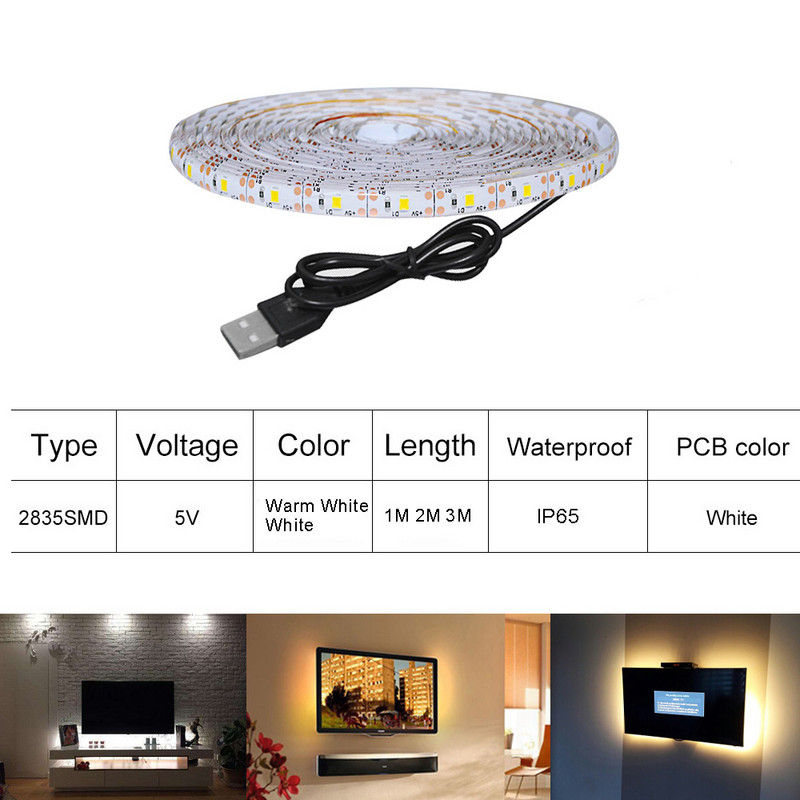 5 V juhtmeta PIR liikumisanduriga valgustid köögi jaoks Paindlik veekindel LED-riba DIY trepid riidekapp voodi kapi kapi valgusti