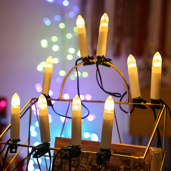 20LED светлини за коледно дърво Декоративни светлини USB заострена струна за свещ Топли бели светлини за свещи Празнично парти Декоративни светлини за парти