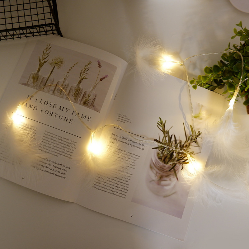 Ghirlande pentru pom de Crăciun 2M 10 LED-uri șiruri de lumini cu pene Decoratiuni pentru petreceri de nuntă Decoratiuni de Crăciun pentru decorațiuni interioare