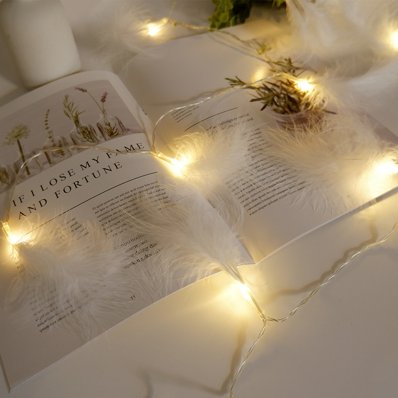 Ghirlande pentru pom de Crăciun 2M 10 LED-uri șiruri de lumini cu pene Decoratiuni pentru petreceri de nuntă Decoratiuni de Crăciun pentru decorațiuni interioare