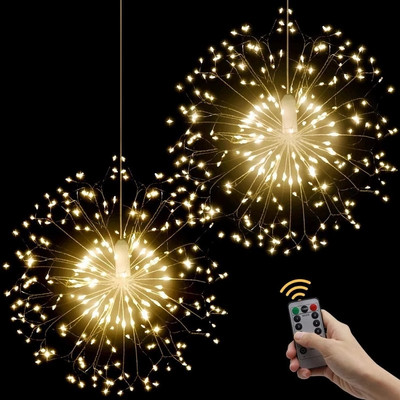 180 gaismas diodes Uguņošanas stīgas Gaismas Fairy Lights 8 Režīmi Vara sudraba lampa Tālvadības pults String Light Party Festivāla noformējums