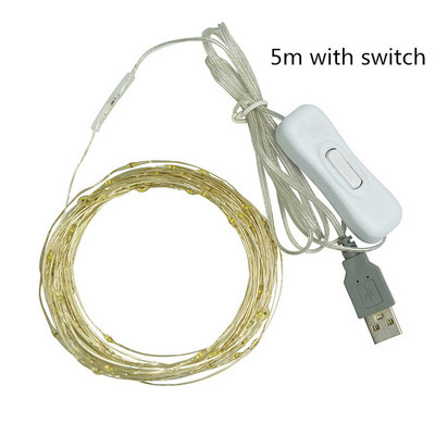 LED šventė su jungikliu USB šviesos styga Kalėdų pasakų girlianda 50 100 šviesos diodų miegamojo svetainės sodo vakarėlio dekoravimas