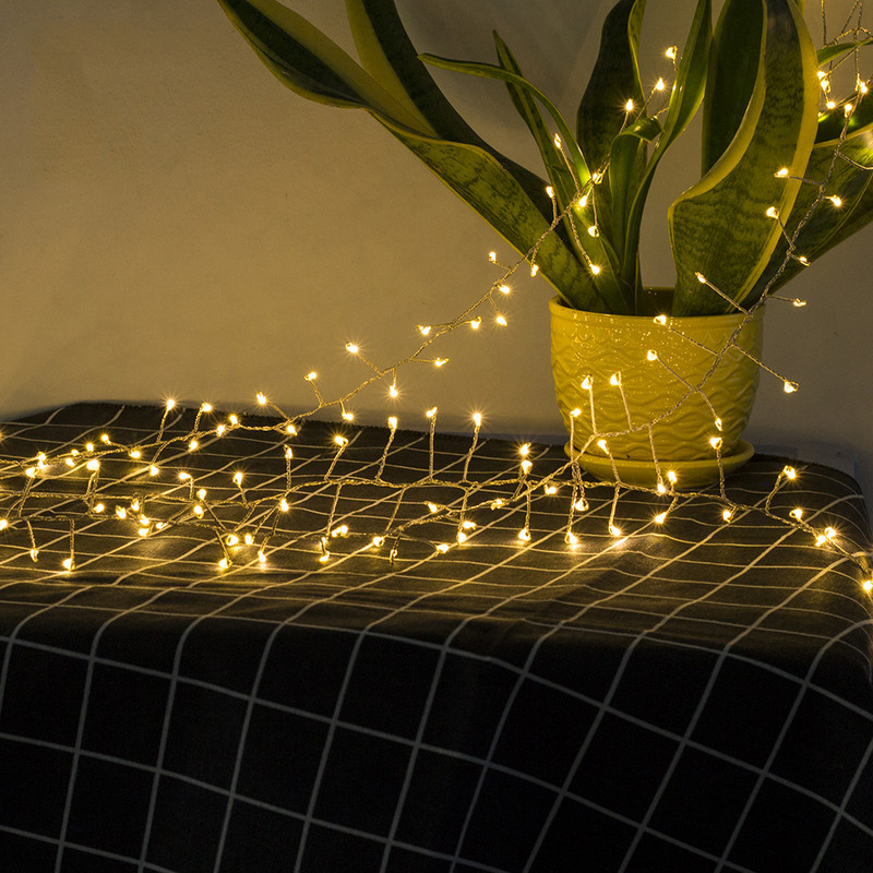 DIY Festival Fairy Lights String 2m100leds 5m200leds ar baterijām darbināma LED virtene kāzu Ziemassvētku eglītes dārza dekorēšanai