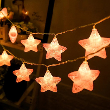 LED Ice Crack Star Lights Коледна фея Звезди String Lights Сладък топъл бял гирлянд Осветление за Коледна сватбена декорация на дома
