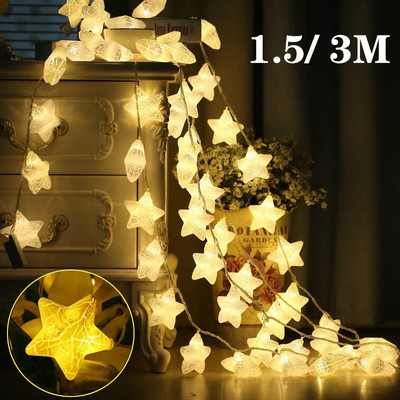 LED ledus plaisas zvaigžņu gaismas Ziemassvētku pasaku zvaigznes gaismas virtenes jauks silti balts vītnes apgaismojums Ziemassvētku kāzu mājas dekorēšanai