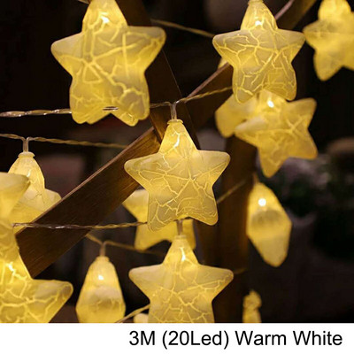 LED Ice Crack Star Lights Božićne bajke Stars String Lights Slatka topla bijela vijenac Rasvjeta za božićno vjenčanje Dekoracija doma