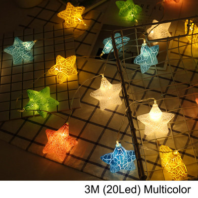 LED Ice Crack Star Lights Božićne bajke Stars String Lights Slatka topla bijela vijenac Rasvjeta za božićno vjenčanje Dekoracija doma