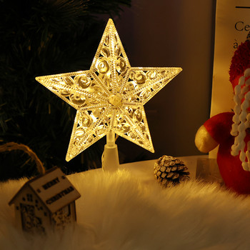 Коледна светодиодна лампа Xmas Tree Topper Гирлянд с пет лъча звезда Фея Светлина Коледа Новогодишно парти светлини за домашен декор 2023