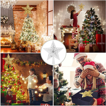 Χριστουγεννιάτικο Φωτιστικό Led Xmas Tree Topper Πεντάκτινο Star Garland Fairy Light Χριστουγεννιάτικα πρωτοχρονιάτικα φωτάκια για πάρτι για διακόσμηση σπιτιού 2023