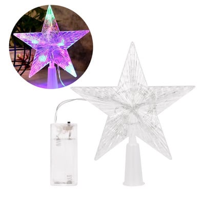 Lumină cu LED de Crăciun Topper pentru brad de Crăciun Ghirlandă de stele cu cinci colțuri Lumină de zână Lumini de petrecere de Anul Nou de Crăciun pentru decorarea interioară 2023