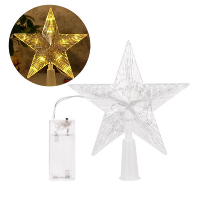 Lumină cu LED de Crăciun Topper pentru brad de Crăciun Ghirlandă de stele cu cinci colțuri Lumină de zână Lumini de petrecere de Anul Nou de Crăciun pentru decorarea interioară 2023