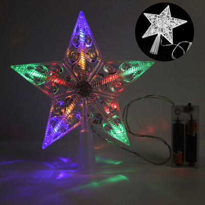 Lumină cu LED de Crăciun Topper pentru brad de Crăciun Ghirlandă de stele cu cinci colțuri Lumină de zână Lumini de petrecere de Anul Nou de Crăciun pentru decorarea interioară 2023