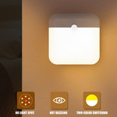 Judesio jutiklis LED naktinis apšvietimas USB įkraunamas pritemdomas naktinis šviestuvas miegamojo virtuvės spintelės apšvietimui belaidis spintos apšvietimas