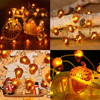 LED String Lights 20 LEDs Acorn Lights Τροφοδοσία με μπαταρία Γιρλάντα Copper Wire Fairy Lights for the Thanksgiving Autumn Bedroom Home