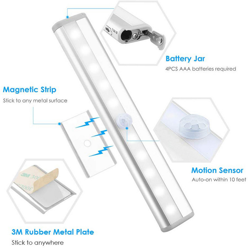 EITI SEKTI po spintele apšvietimas PIR LED judesio jutiklio šviesos spinta Spintos lova lempa LED naktinis apšvietimas spintai laiptų virtuvei