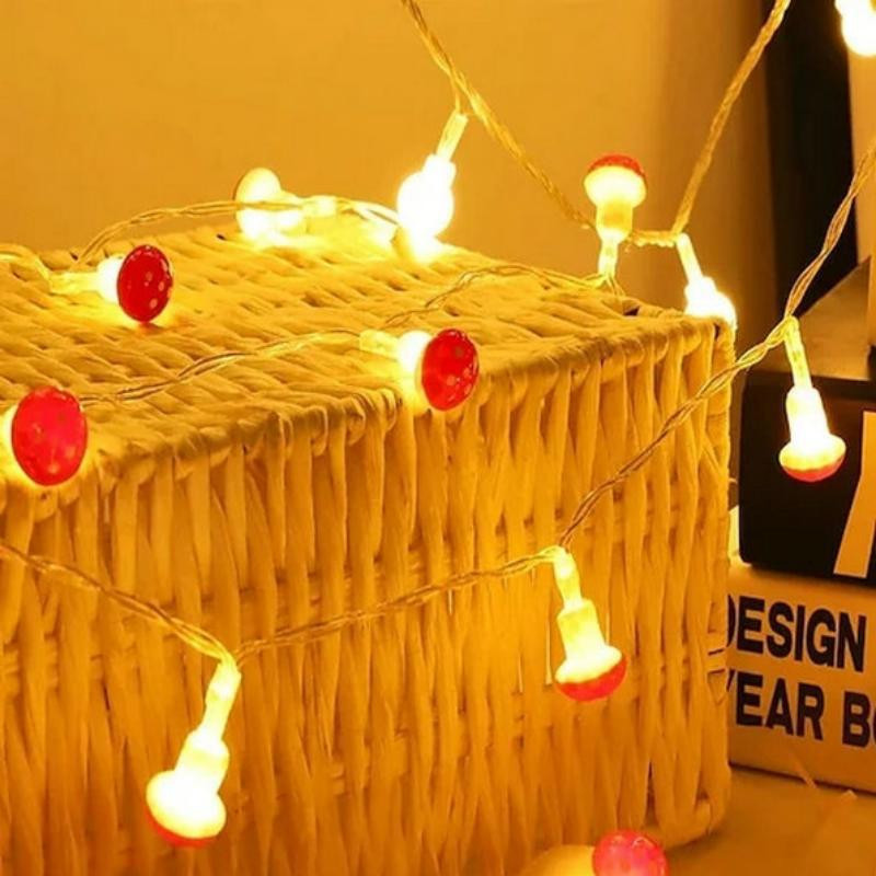 LED grybų fėjos lemputės 2 m 10 šviesos diodų 3 m 20 šviesos diodų Kalėdų girlianda vandeniui atsparios formos vielos stygos lempos baterija USB maitinimo šaltinis