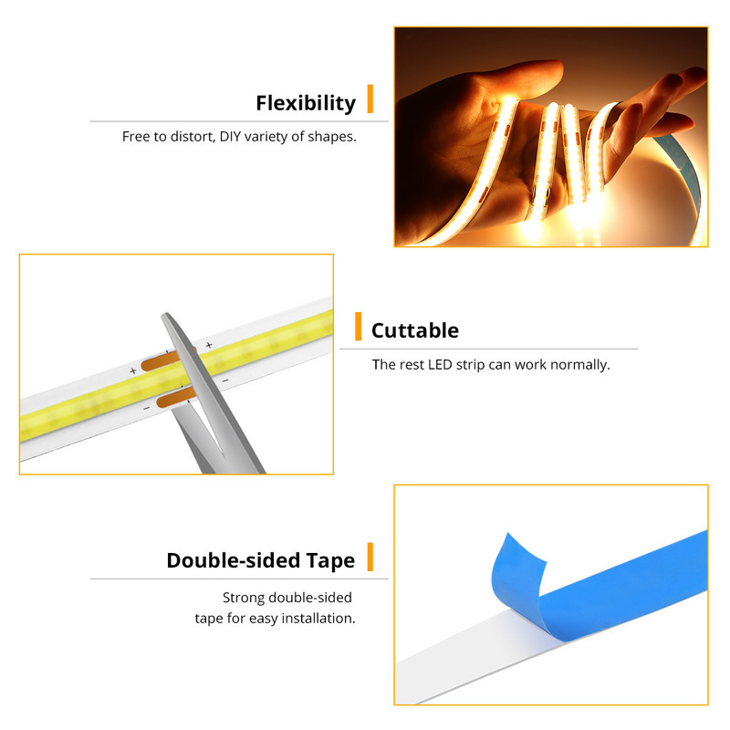 FOB COB LED bandă de înaltă calitate 5V USB LED bandă comutator senzor tactil 1M 2M 3M 4M 5M pentru iluminat de sub dulap de bucătărie