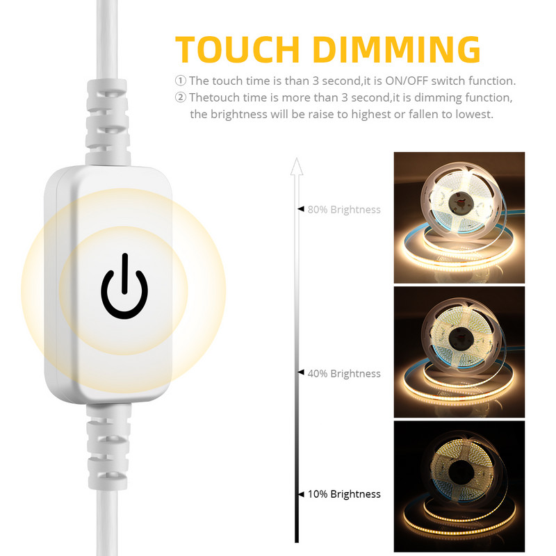 FOB COB LED bandă de înaltă calitate 5V USB LED bandă comutator senzor tactil 1M 2M 3M 4M 5M pentru iluminat de sub dulap de bucătărie