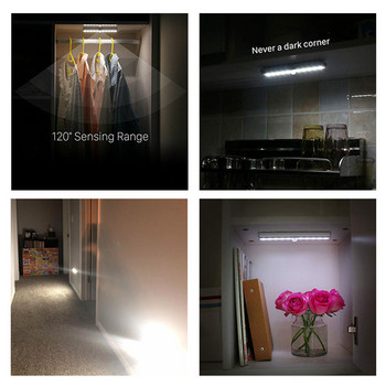 Безжична LED лампа под шкафа PIR лампа със сензор за движение 6/10 светодиода за гардероб шкаф шкаф кухненско осветление Led нощна лампа