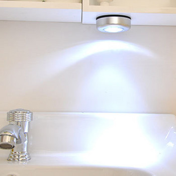 3/4 τμχ 3 LED Έλεγχος αφής Νυχτερινό φως στρογγυλό φωτιστικό κάτω από την ντουλάπα Push Stick On Lamp Σπίτι Κουζίνα Υπνοδωμάτιο Χρήση αυτοκινήτου