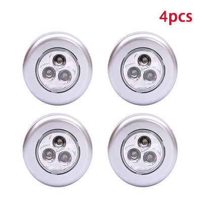 3/4 tk 3 LED puutetundliku juhtpuldiga öövalgusti ümmargune lamp kapi all. Push Stick on lamp Kodu köök Magamistuba auto kasutamine
